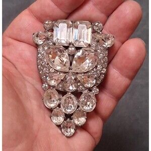 Spectacular Eisenberg Original Rhinestone Clip Teardrop Square Stones